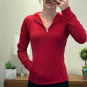 Athleta Red Quarter Zip Hooded Sweatshirt Size XS